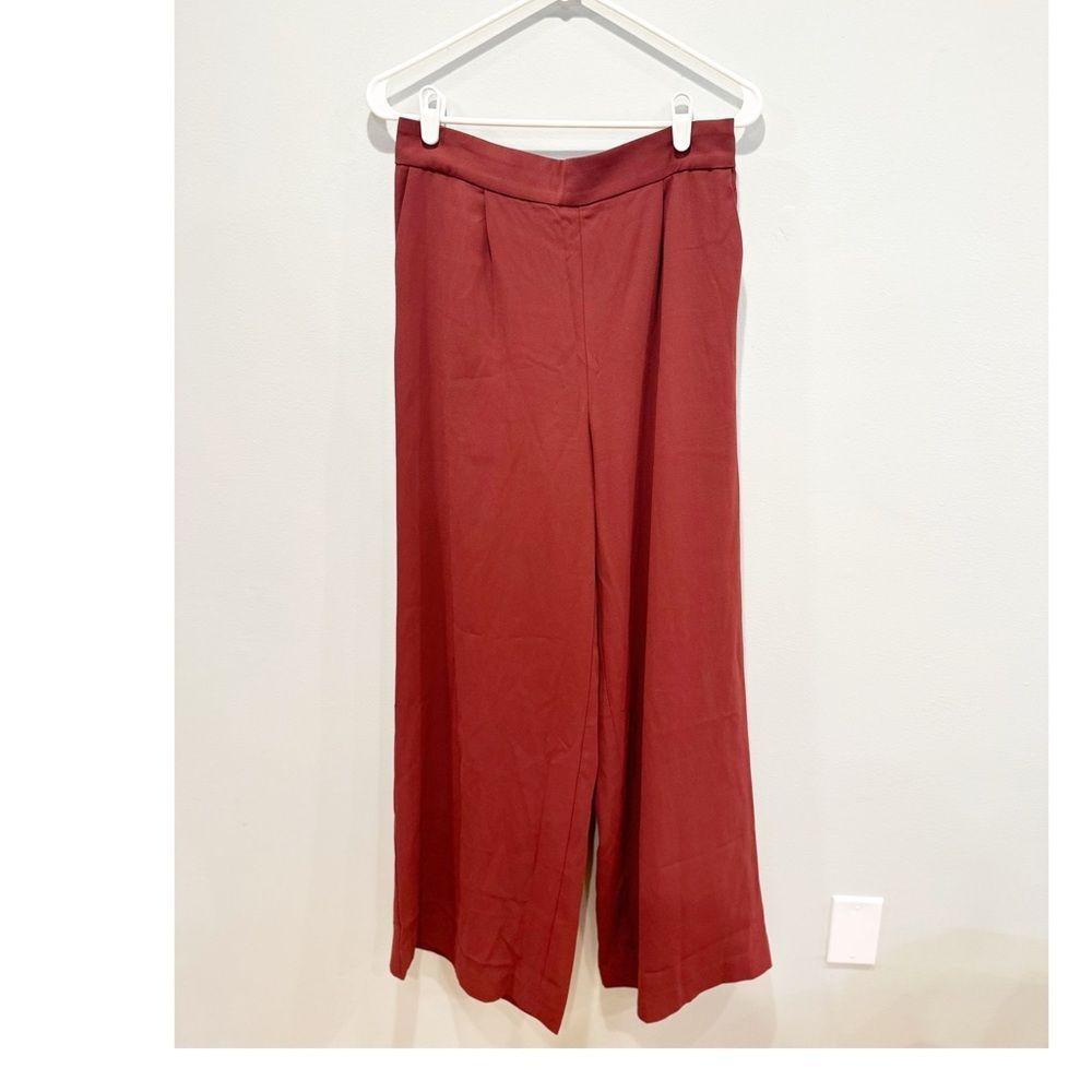 Madewell Long Wide Leg Crepe Pants Maroon